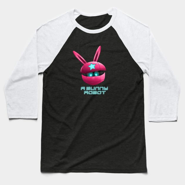 Pink bunny robot Baseball T-Shirt by MOmethod